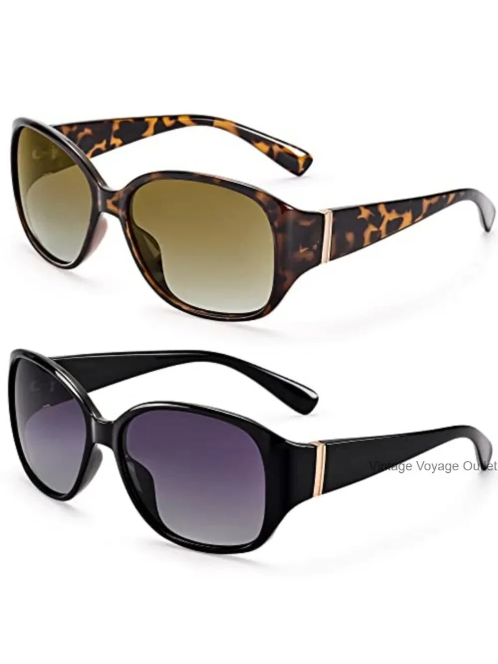 2 Pair Polarized Sunglasses Women Retro Square Oversized UV400 Protection